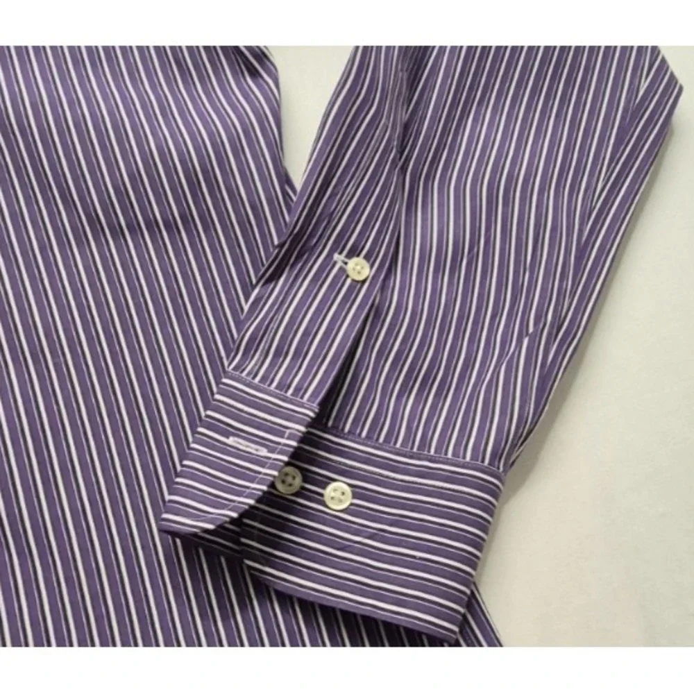 Polo Ralph Lauren Men's Micro Stripe Purple Dress Shirt Curham Classic 16 34/35‎